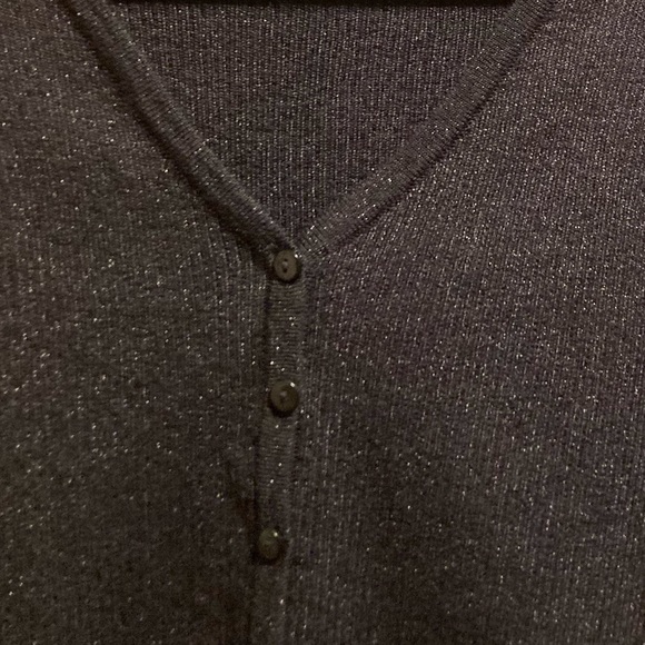United States Sweaters Black with Silver Metallic Threads Cardigan - Picture 7 of 12